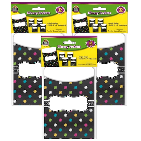 Teacher Created Resources Chalkboard Brights Library Pockets, PK105 TCR5657